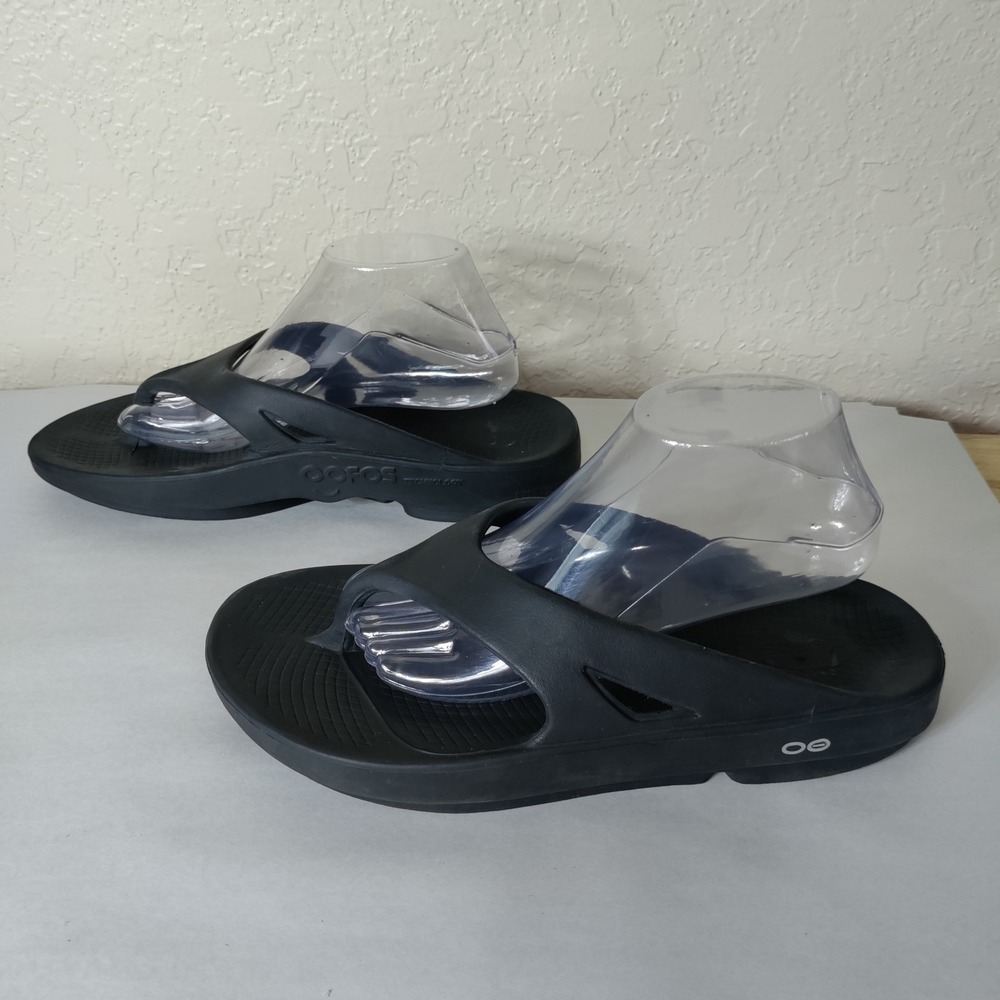Oofos Original Recovery Sandals Mens 11 Black Thong Flip Flops Comfort